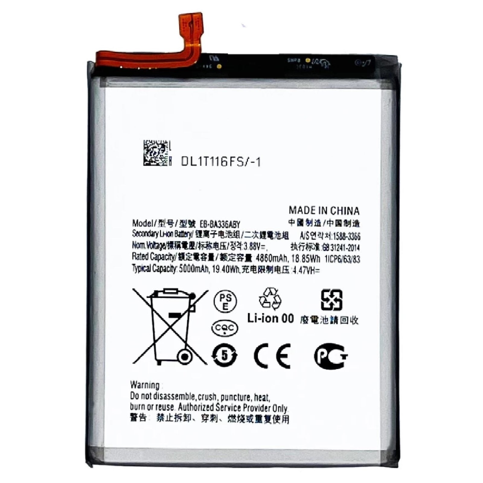 Original EB-BA336ABY Battery Compatible for Samsung A53-5G SM-A536B SM-A536B/DS