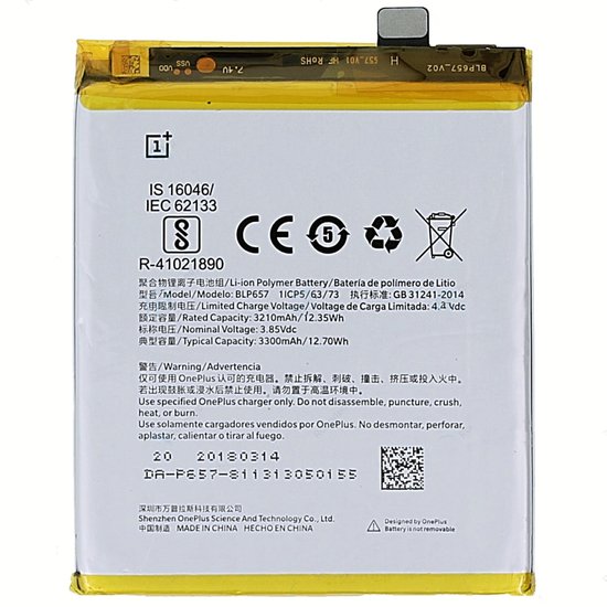 Compatible Original BLP657 OriginaI Battery for Oneplus 6 A6000 A6003 (3300mAh)