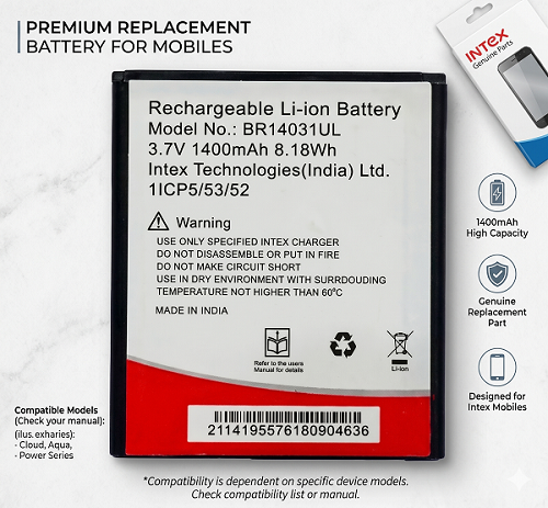 Mobile Battery For  INTEX Aqua Lions N1