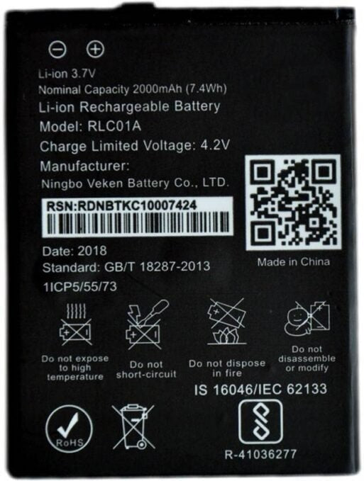 Original RLC01A Compatible Battery For LYF FLAME 1 / FLAME 8 2200mAh Genuine Mobile Battery