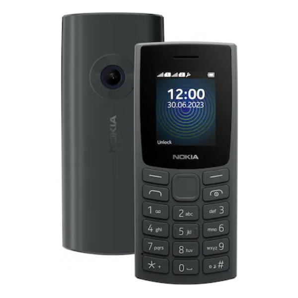 Nokia 110 Dual Sim, Keypad Mobile with Wireless FM Radio, Bluetooth and Rear Camera - Charcoal