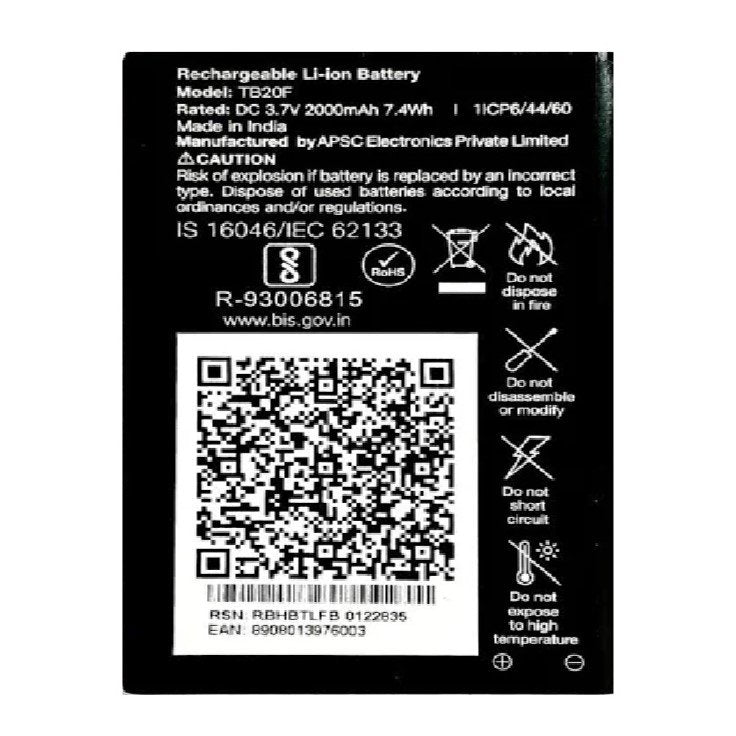 Mobile Battery For JIO Keypad Phone 2000mAh