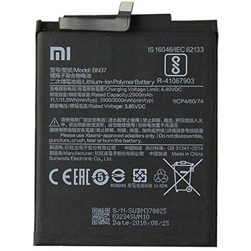 Compatible Battery For Redmi 6A / Mi 6A / BN37 Battery  3000mAh Genuine Mobile Battery