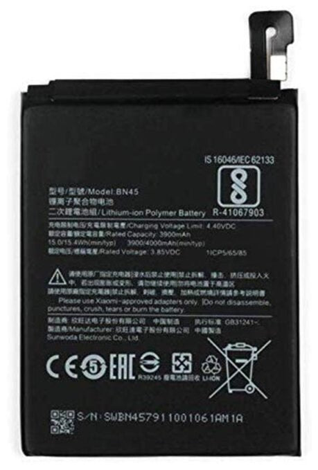 Compatible Battery For Redmi Note 5 Pro / Mi Note 5 Pro / BN45 Battery  4000mAh Genuine