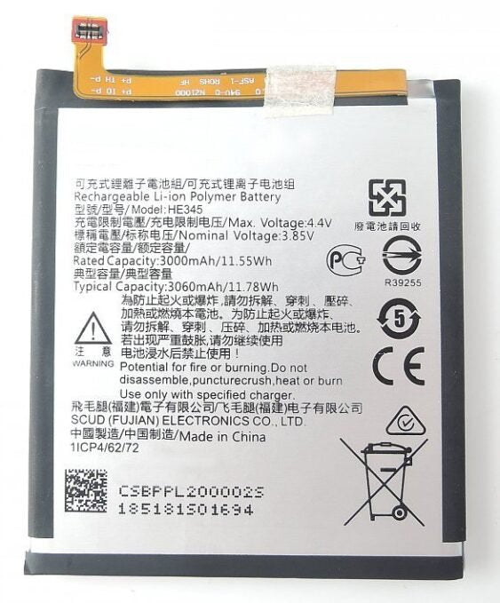 Compatible Battery For NOKIA 6 2nd Gen 2018 / HE345Battery  3000mAh Genuine