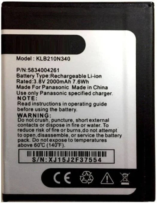 Original Compatible Battery For Panasonic Eluga i2 / KLB210N340 2500mAh Genuine Battery