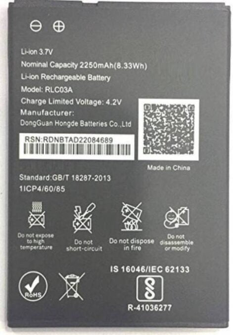 Original RLC03A Compatible Battery For LYF WIND 6 AND Wind 7 | 2250mAh Genuine Battery