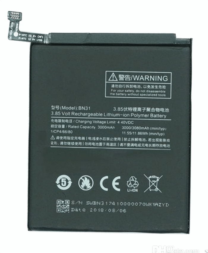 Original Compatible Battery For Xiaomi Mi Y1 / Redmi Y1 / BN31 3000mAh Genuine Battery